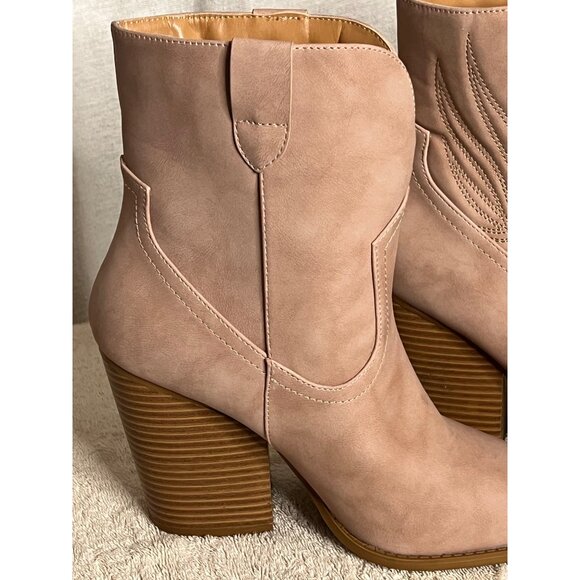 Qupid Slay 76X Women's Pink Western Ankle Boots Size 10 - Picture 3 of 15